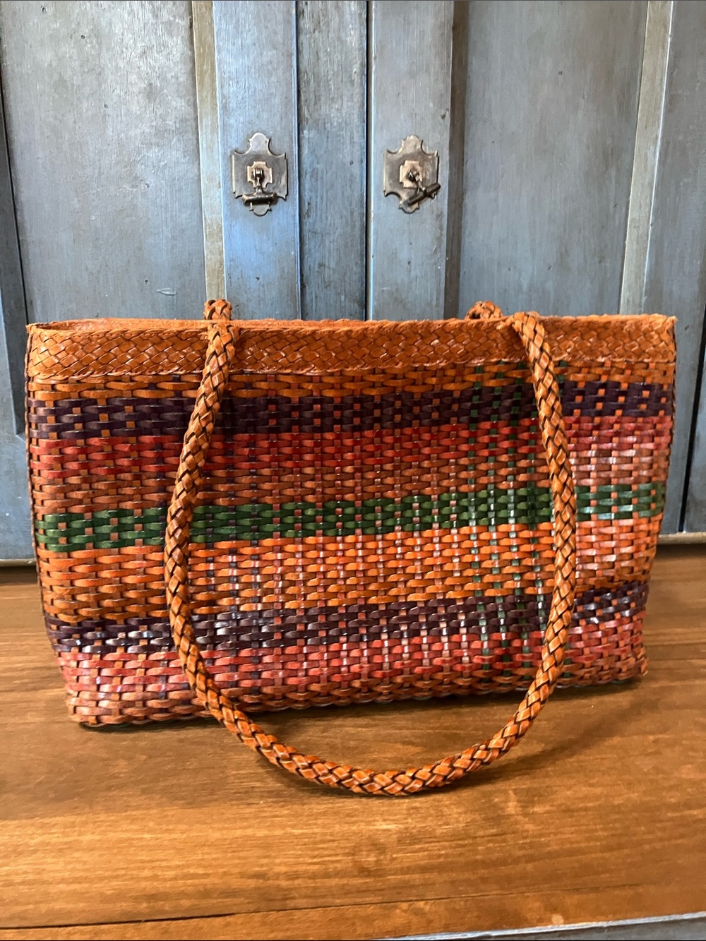 Large Woven Leather CEM Bag